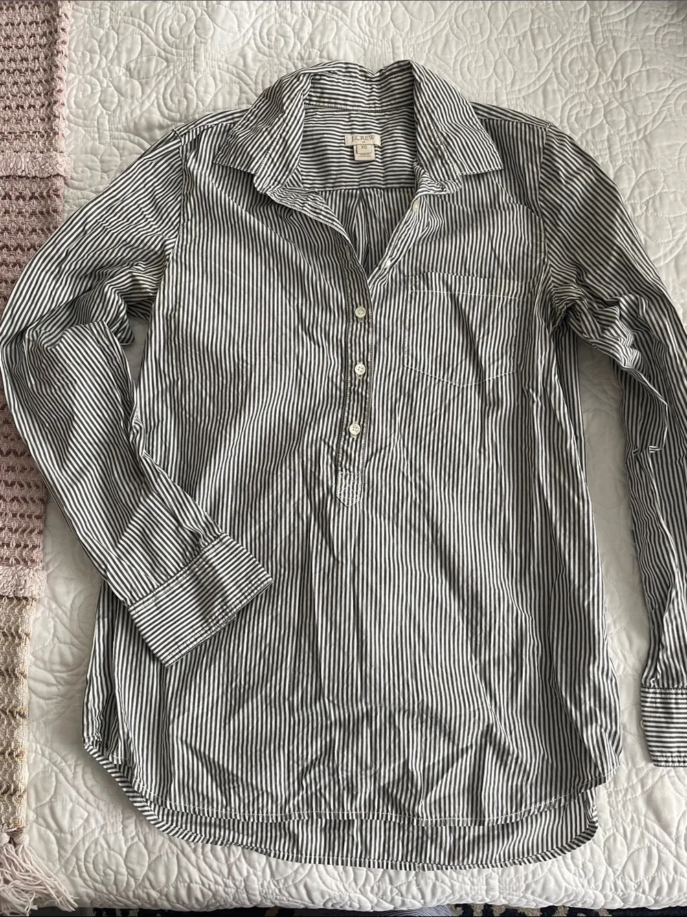 J. Crew Women’s Blue & White Striped Button-Down Shirt